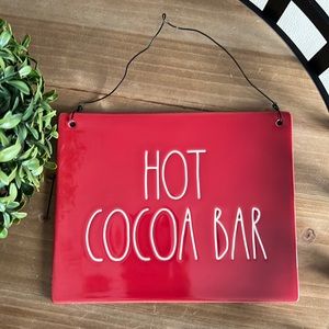 Rae Dunn HOT COCOA BAR Wired Sign Plaque Wall RED